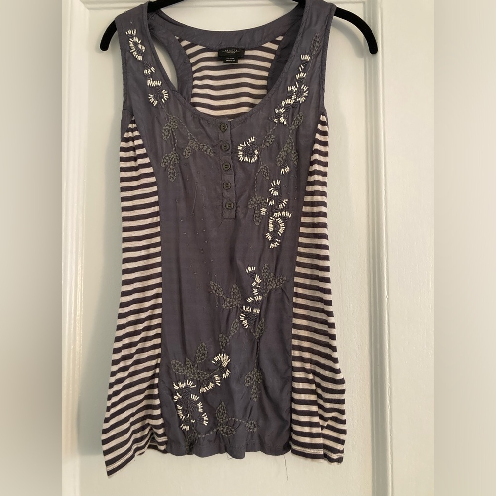 Anthropologie Beaded stripe t- shirt